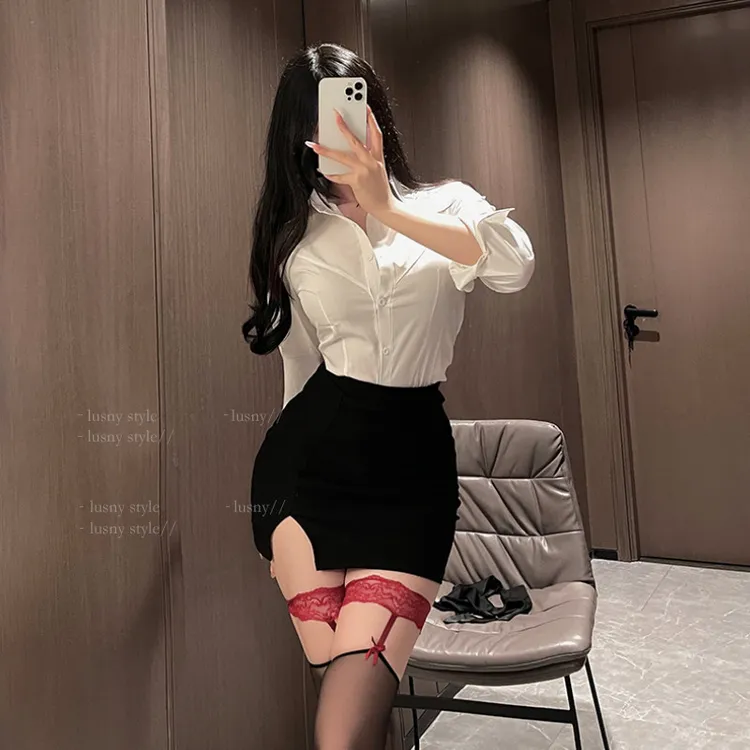 维多利亚VIVACIOUSSECOR鹿叔：性感衬衫御姐风秘书制服套装ol纯欲