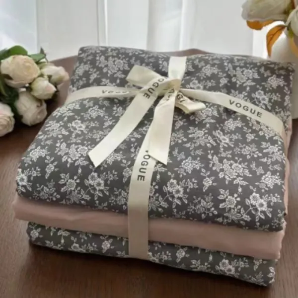 【四件套】全棉A类加厚多功能婴幼儿级双层纱四季款~黑玫瑰花型来了