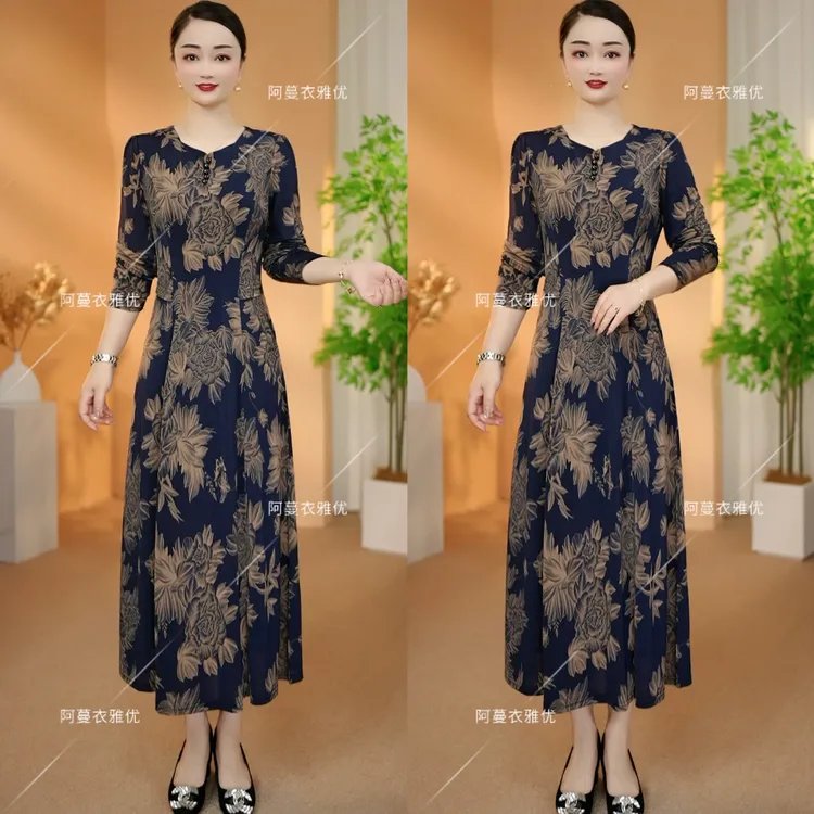 【衣雅严选】8068-2245#新款时尚款长袖气质显瘦特惠方领连衣裙