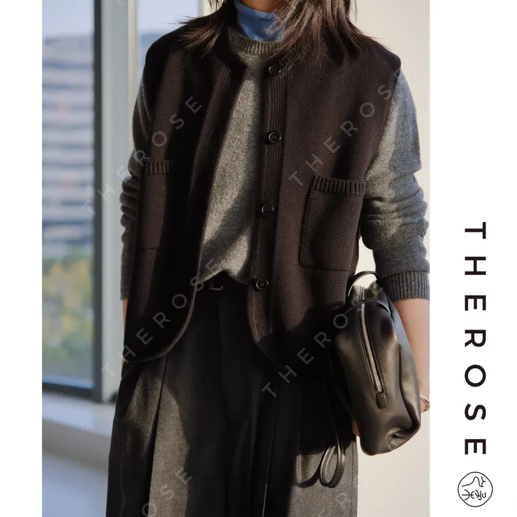 之柔【子夜马甲】秋冬简约羊毛针织立领马甲休闲保暖廓形无袖背心女