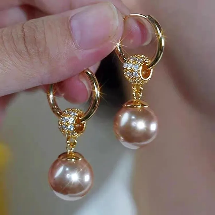 铜合金锆石耳饰 新款百搭香槟色流苏耳扣复古小众设计感爆款潮流