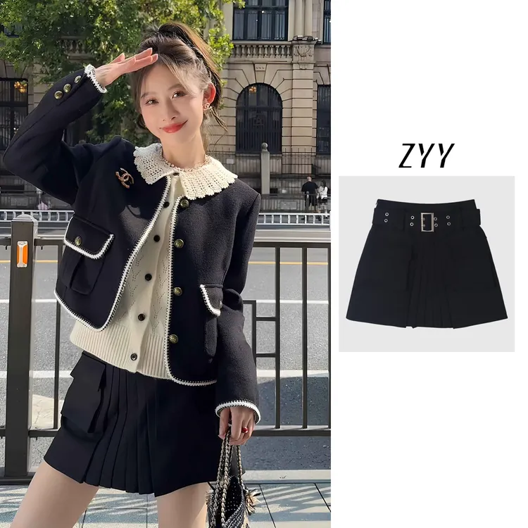 ZYY【反转巴黎】2025S/S新品秋季复古高腰工装A字短裙女X25QDQ03682