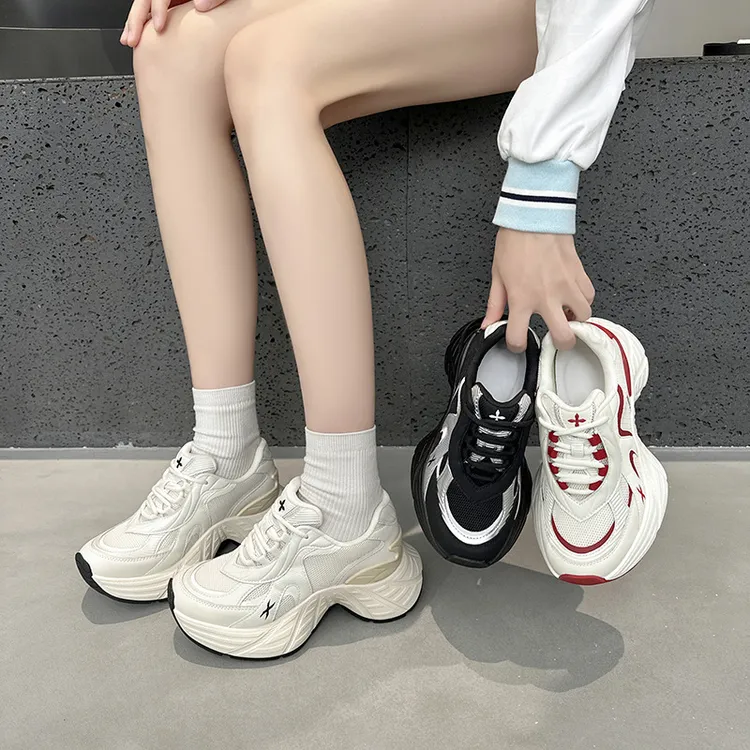 十字花幻影老爹鞋2026春夏百搭厚底增高休闲运动鞋女士厚底老爹鞋