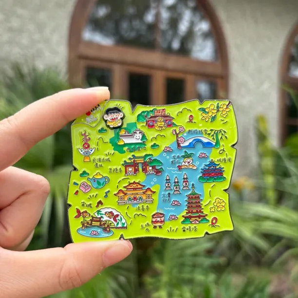 杭州可移动地图金属冰箱贴磁贴创意旅游城市纪念品伴手礼创意礼物