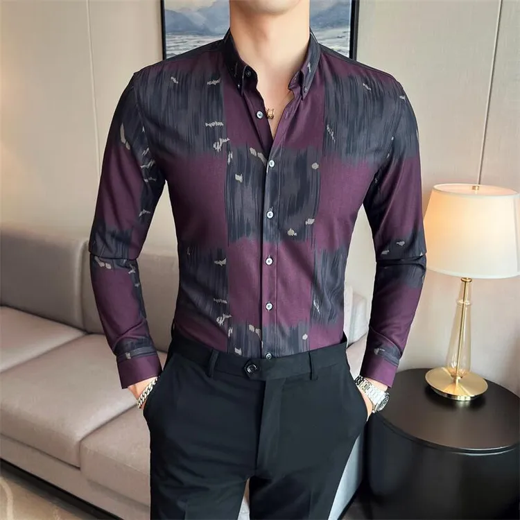 8271~断码捡漏~男士长袖印花衬衫