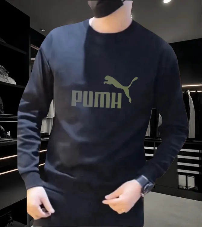 2025秋季新款时尚潮流运动休闲男士百搭印花卫衣修身弹力圆领