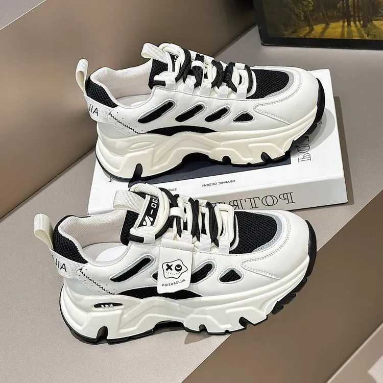 【万达撤柜】厚底老爹鞋女2025春秋新款韩版女冬季加增高10厘米老爹