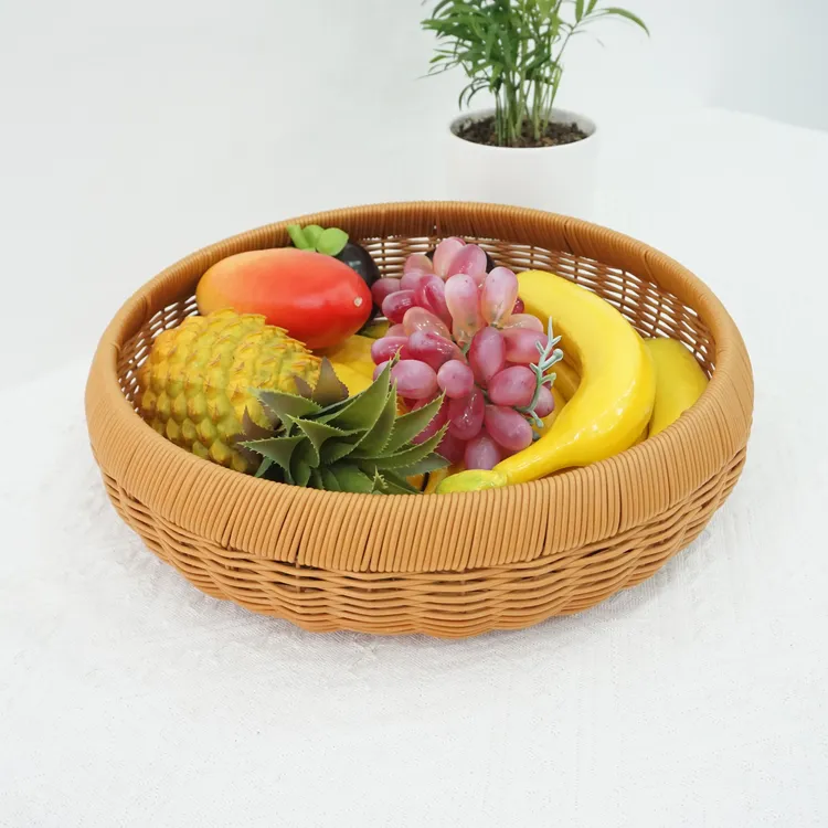 手工编织26馒头筐水果篮仿藤编织零食收纳筐客厅厨房26*7