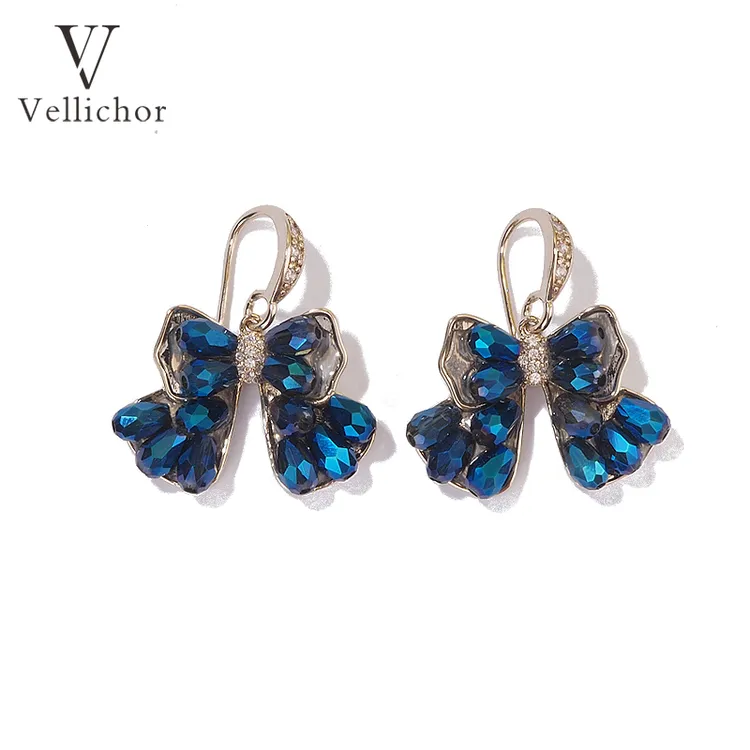 铜合金耳饰 【深海秘境】克兰因蓝满天星蝴蝶结耳钉高级感精美耳环