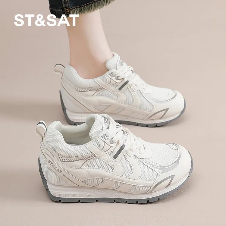 星期六女鞋旗舰店德训鞋内增高厚底2025秋季爆款休闲百搭网面透气