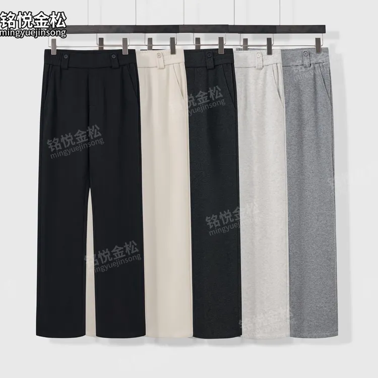 铭悦金松秋冬款毛呢直筒裤加绒加厚男士休闲裤子2025网红爆款长裤