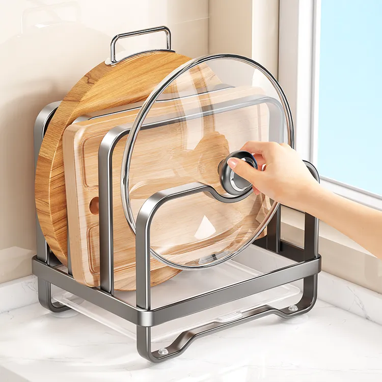 厨房菜板架台面砧板放置架多功能一体置物架案板锅盖多层收纳架子