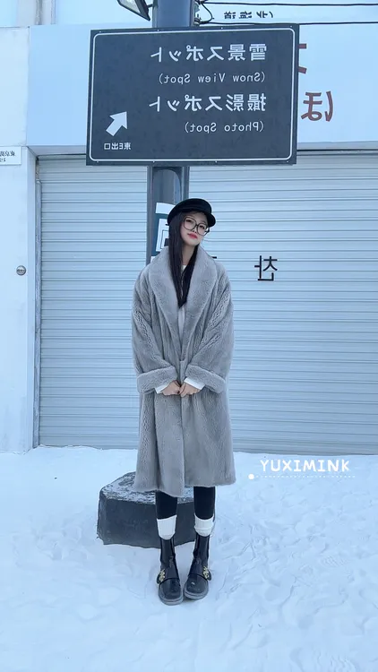 【YUXIMINK】{冰岛}蓝宝石青果领1.1m全挖削紫金天鹅绒短二水貂大衣