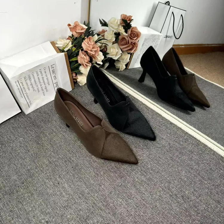 【优雅风】SLM/牛皮/6CM/33-40/9771真皮马毛拼接高跟气质时尚女鞋