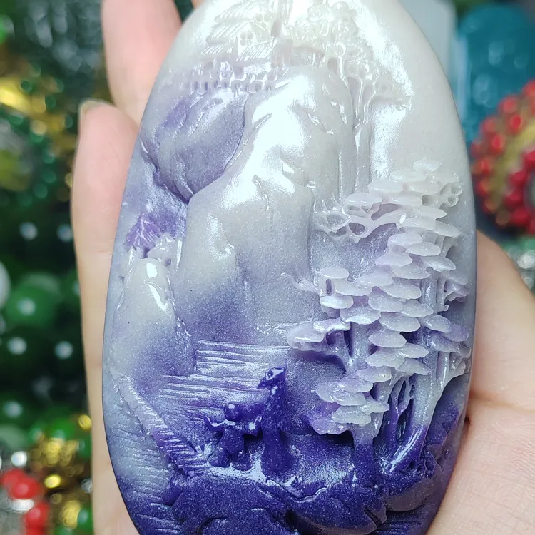 精美雕刻紫气东来山水风景如画手把件