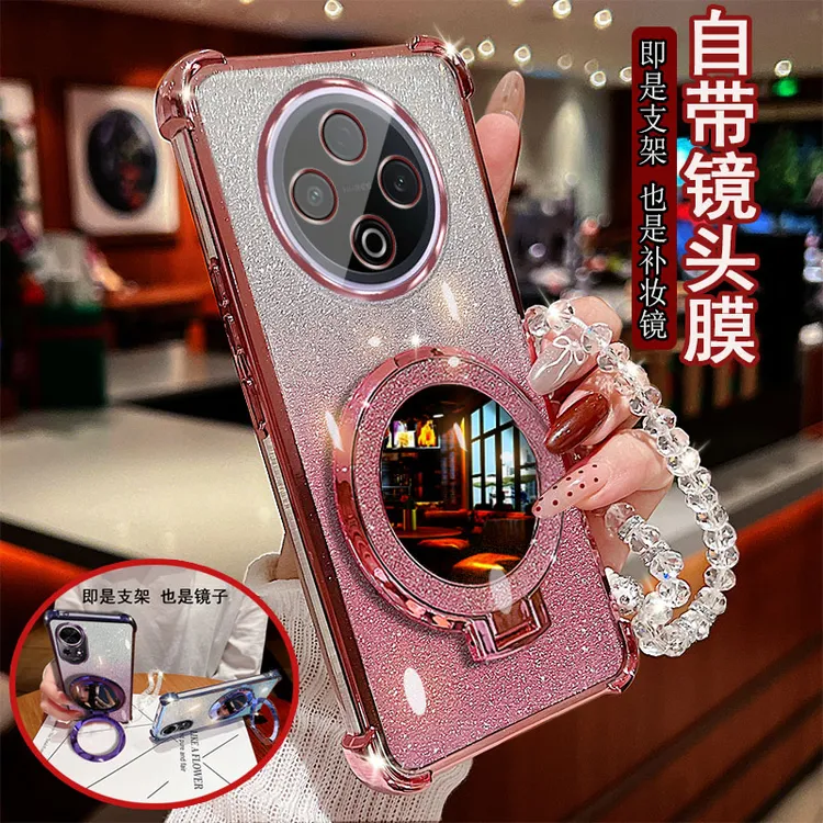 vivo y500手机壳镜头全包边气囊圆形镜子支架防摔保护套网红奢华