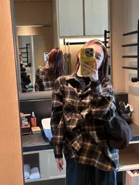 【BORAKOO】早秋复古风磨毛感格子衬衫