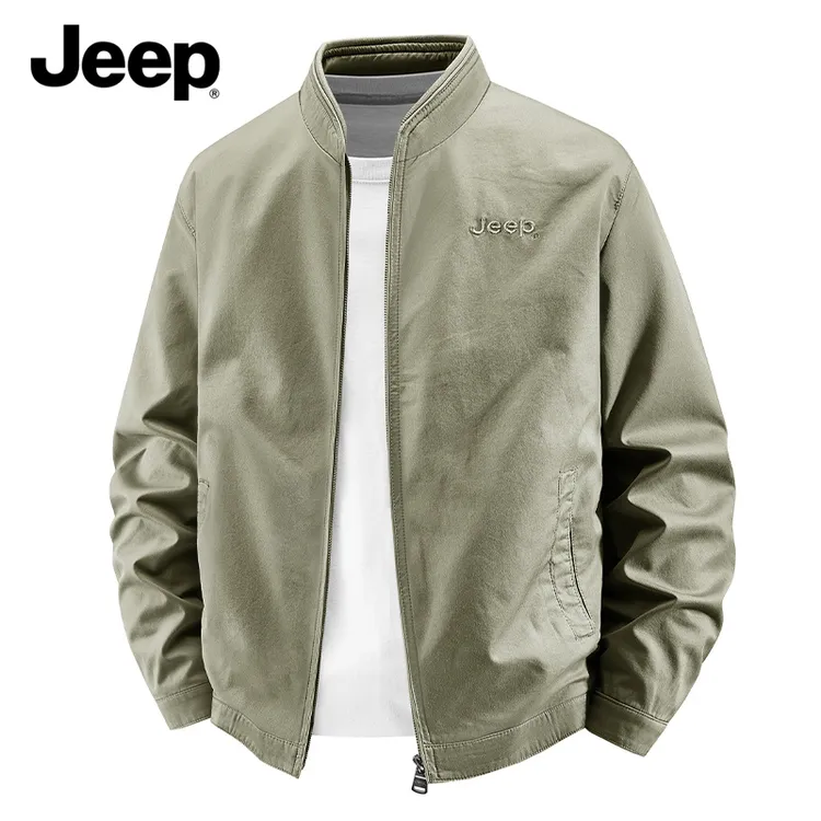 JEEP吉普高级纯棉行政夹克男款春秋季2025新款中年立领上衣服外套