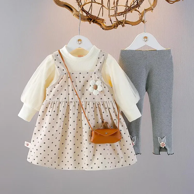 巴拉童年女童公主裙套装2025新款洋气女宝宝时髦春装连衣裙儿童礼