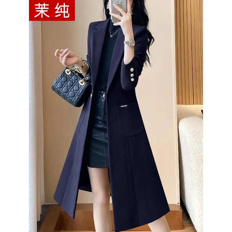 西装外套女2025新款今年流行藏青色气质女神范高端职业装毛呢大衣