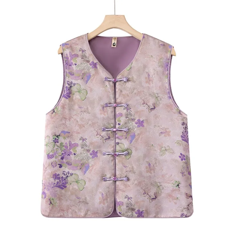 秋冬季国风印花刺绣女马夹常规四季通用透气提花百搭复古马甲