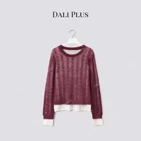 DALI PLUS“乌梅紫假两件毛衣”绵羊毛马海毛混纺针织-D5CH5451