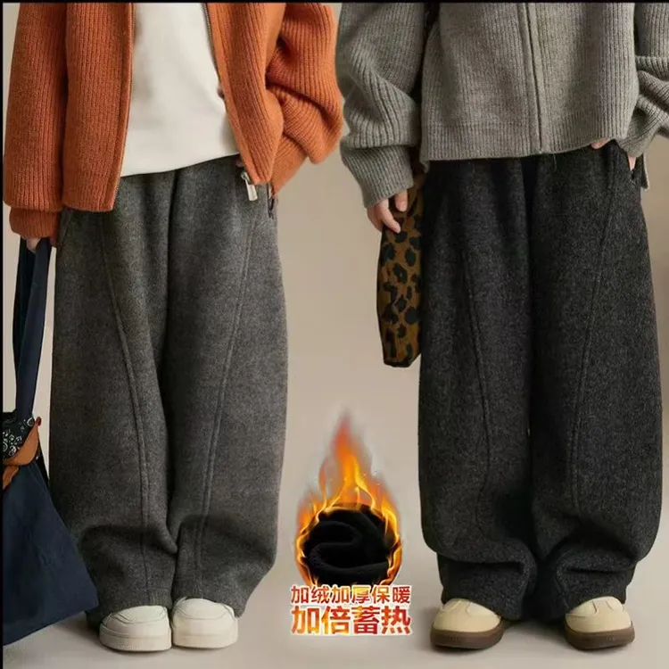 【治愈系】儿童加绒弯刀裤2025秋冬新款两穿亲子装