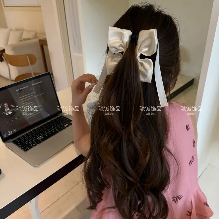 兔耳蝴蝶结香蕉夹芭蕾织带仙女风抓夹一字夹韩系温柔大号发饰抓夹