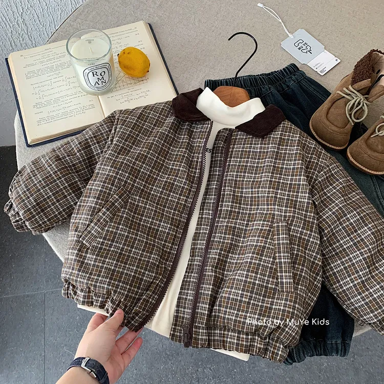 my8237  2025冬季新品童装男童韩版加厚保暖外套宝宝洋气