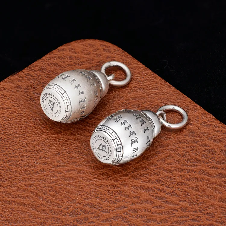 吊坠足银 大随求心咒可打开储物吊坠民族风复古做旧西藏心经挂件