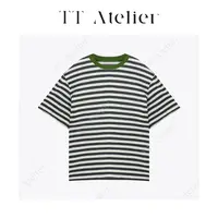 TT设计师【棋局】新款时尚宽松显瘦撞色条纹圆领短袖T恤TT259952