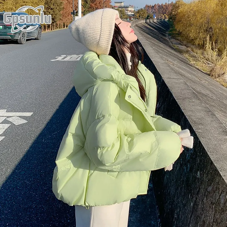 gpsunlu超好看绿色棉服女短款新款冬季女款小个子女士今年流行