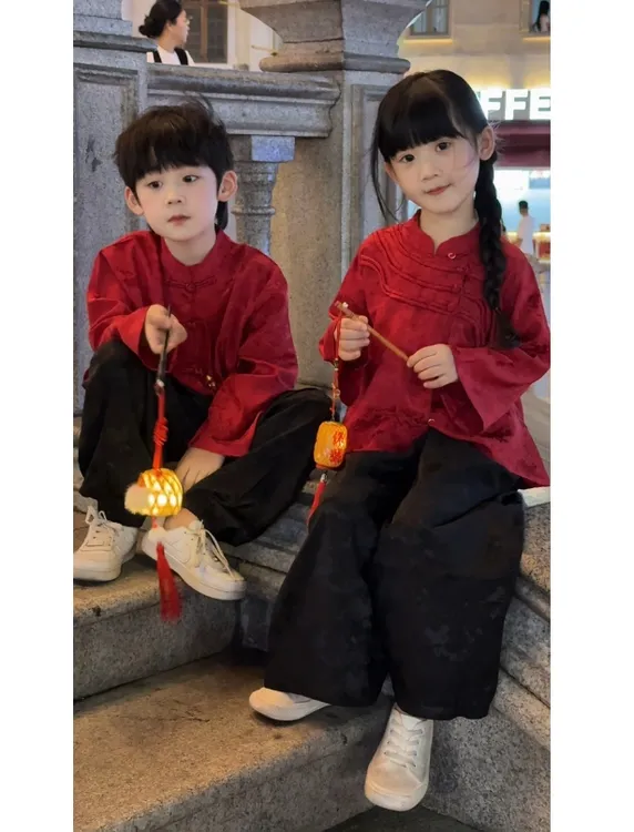【兄妹款】2025新款中秋新中式唐装古风汉服男女款表演服节日服舒适