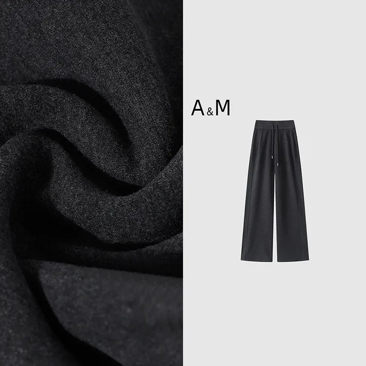 【一条过冬】新款糯米呢加绒长裤秋冬修身口袋直筒休闲裤高腰运动裤