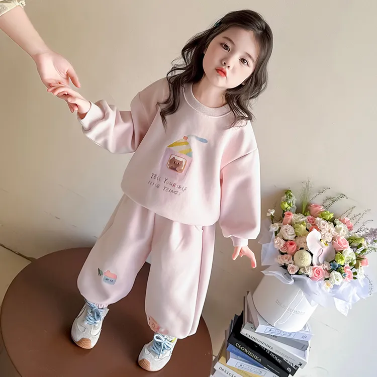 女童套装秋季2025新款儿童卡通印花卫衣洋气小女孩韩版休闲两件套
