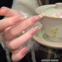 【竹影婆娑】三月兔设计师高定款秋冬手绘国风猫眼美甲手工穿戴甲