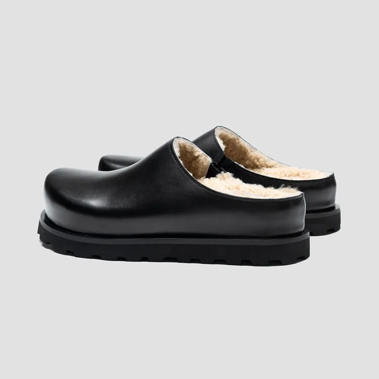 鞋面小牛皮内里羊皮毛一体勃肯鞋男士冬季加绒保暖内增高外穿拖鞋