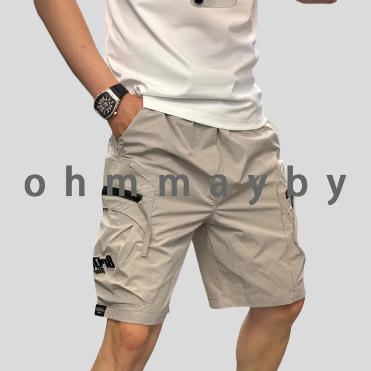 ohmmayby夏新款短裤男士百搭休闲裤时尚潮流印花潮牌工装五分裤