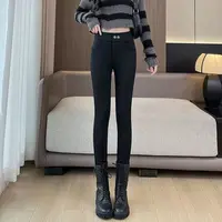 加绒保暖修身女士时尚百搭纯色松紧腰休闲裤百搭时尚Y-YS247