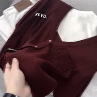 小朵家XFYD. ins穿搭#春秋超软细针显气质显瘦V领开衫