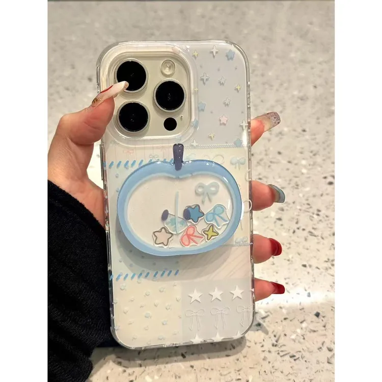 奥菲顿日韩格纹摇摇乐适用iPhone16大孔手机壳华为vivo小米oppo套