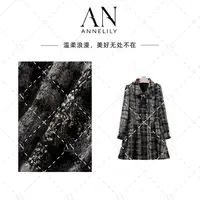 ANNELILY安琪琪【】秋季新款时尚气质百搭重工连衣裙AQ2509133