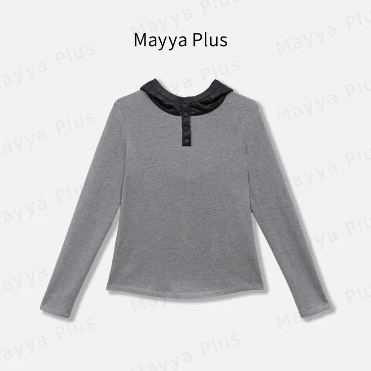 【纽约帽衫】Mayya Plus麦芽定制流光风撞色拼接连帽卫衣女32546513