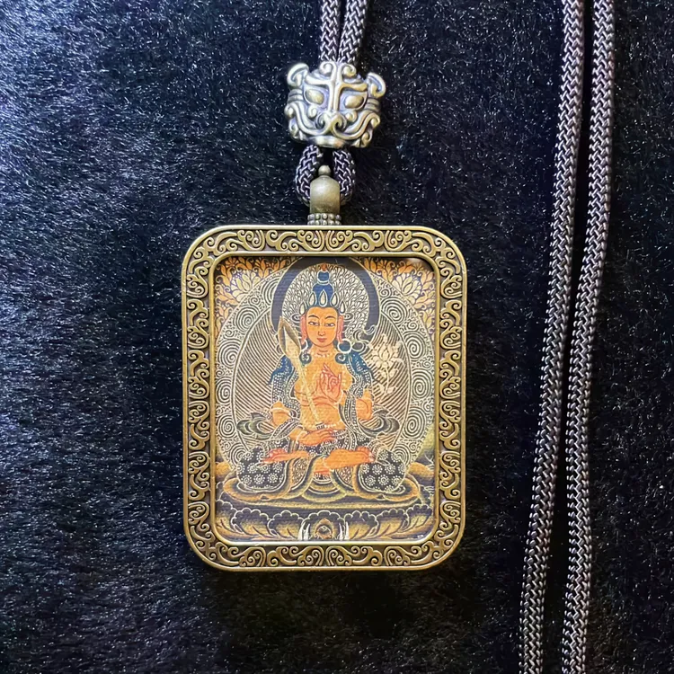 【正品保证】西藏唐卡吊坠手绘描金唐卡十二生肖八大守护佛牌项链