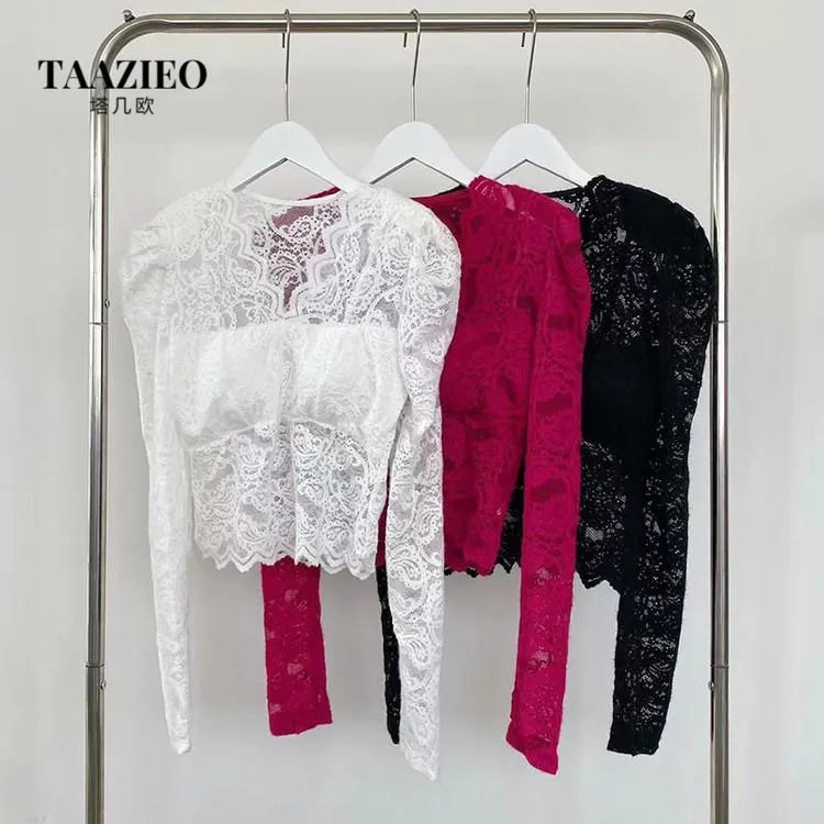 TAAZIEOv领蕾丝打底衫女秋冬2025年新款高级感内搭时髦时尚洋气网
