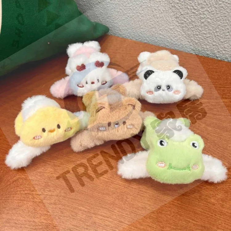 可爱卡通小熊毛绒抓夹女后脑勺盘发夹子大号鲨鱼夹发量多发卡头饰