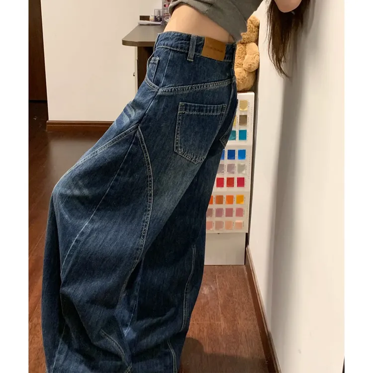 弯刀裤女2025新款梨形身材腿粗宽胯显瘦宽松美式复古阔腿牛仔裤子