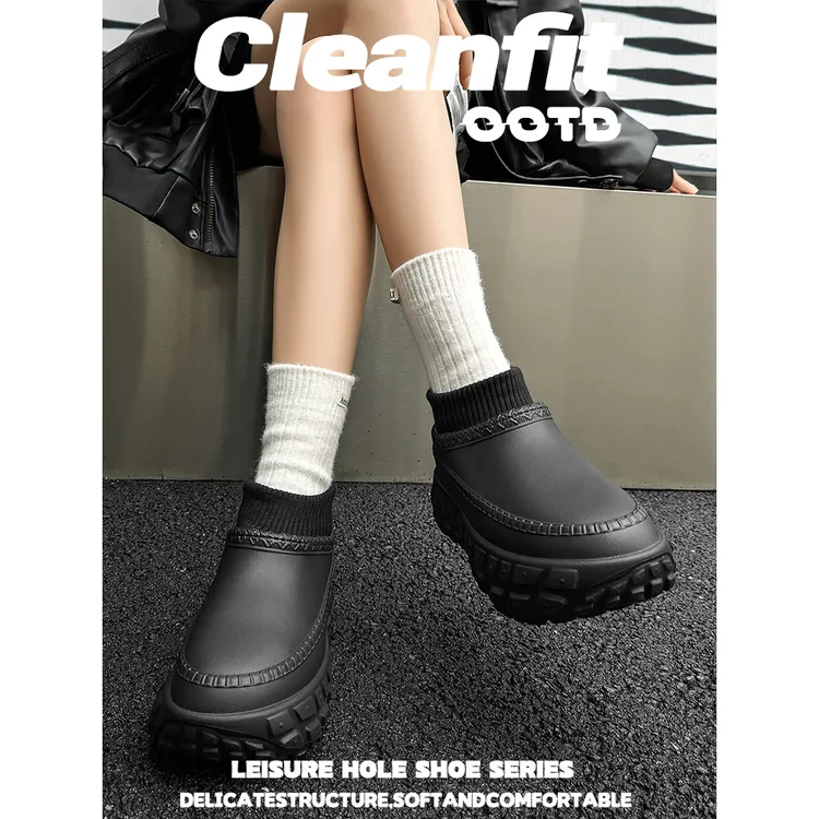 情侣棉拖鞋冬季防水保暖加绒室内外两穿厨师鞋户外软底加厚防滑