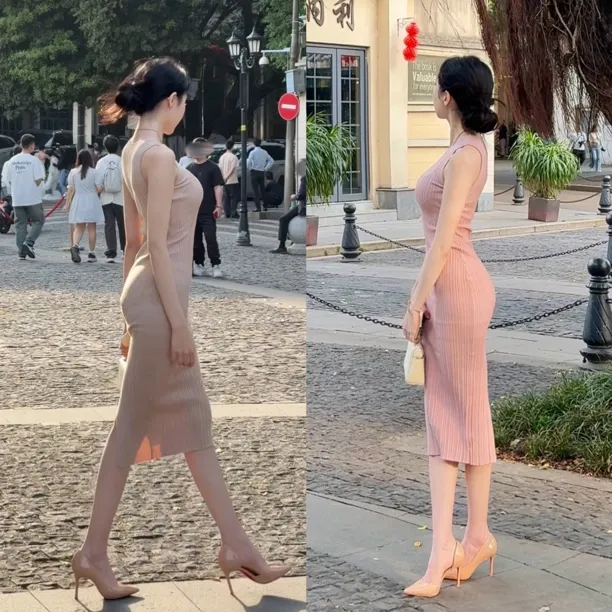 希野逸儿/温润如玉 修身包臀长裙纯欲肌理感收腰连衣裙2025新款女