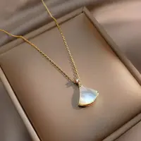 合金项链 气质猫眼石设计感扇形裙子钛钢项链女百搭